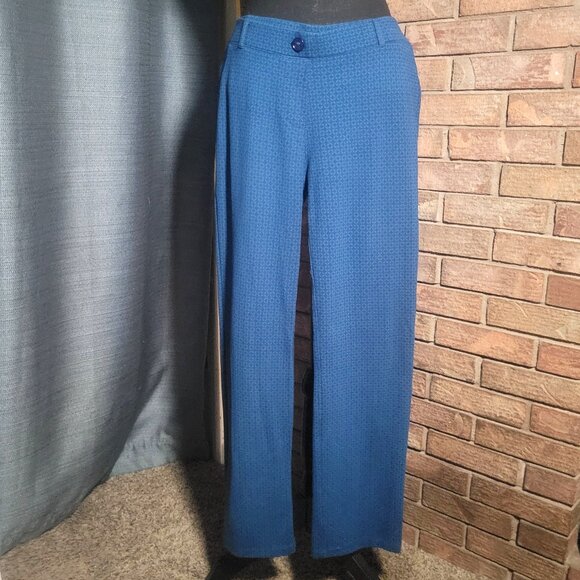 Betabrand Two-Pocket Dress Yoga Pant | Straight Blue Patterned - Size PM - Picture 3 of 14